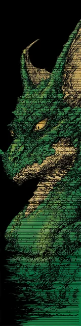 Free dragon bookmark featuring a gritty green dragon